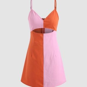 Cut Out Color Block Mini Dress
